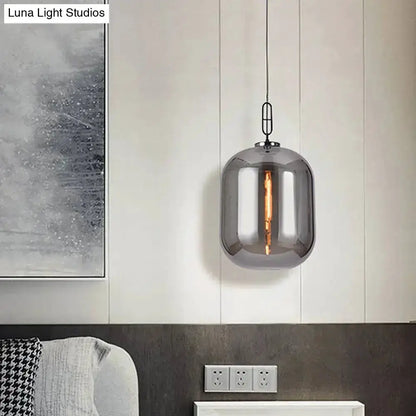 Industrial Smoke Gray and Cognac Glass Pendant