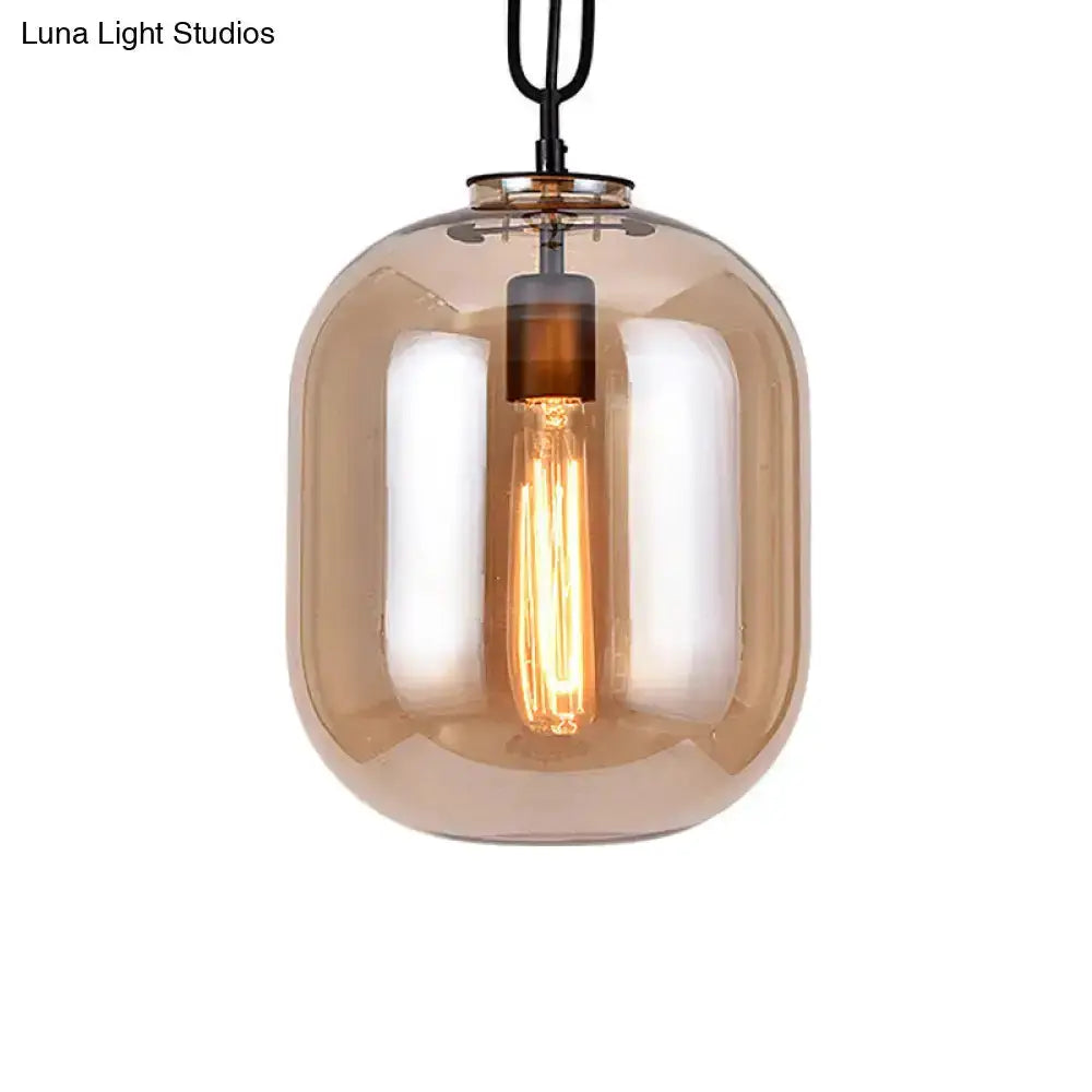 Industrial Smoke Gray and Cognac Glass Pendant