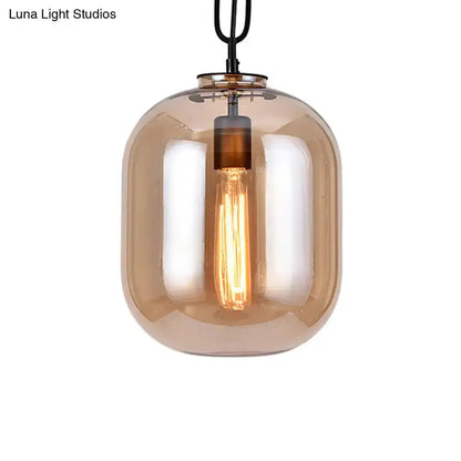 Industrial Smoke Gray and Cognac Glass Pendant