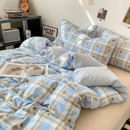 Soft Washed Beige Quilted Duvet Cover Set