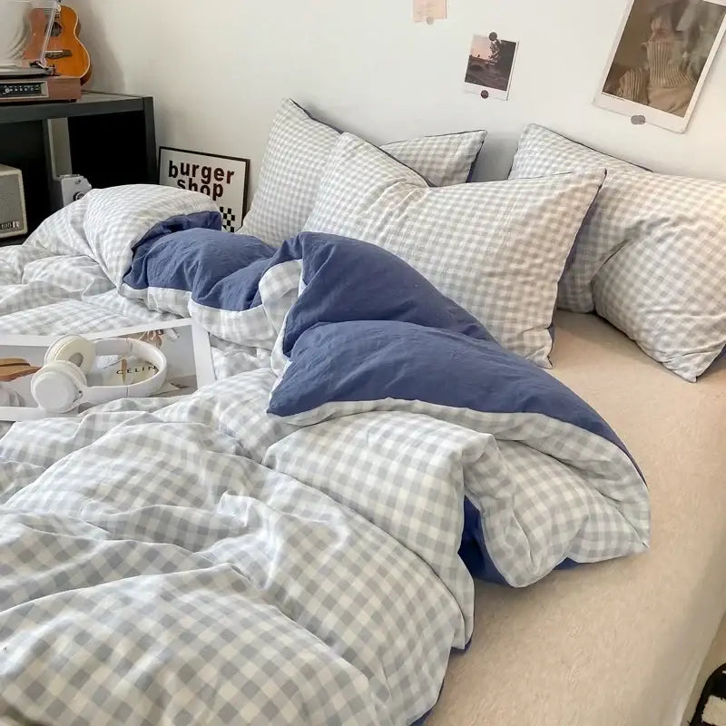 Soft Washed Beige Quilted Duvet Cover Set