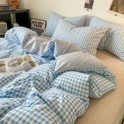 Soft Washed Beige Quilted Duvet Cover Set