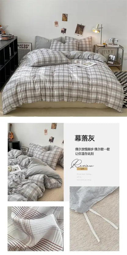 Soft Washed Beige Quilted Duvet Cover Set