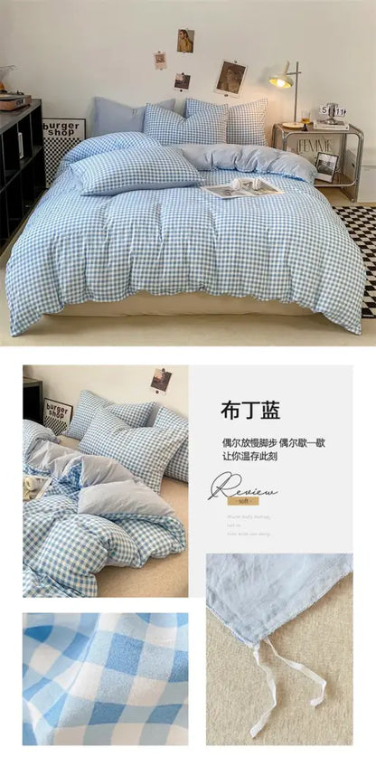 Soft Washed Beige Quilted Duvet Cover Set