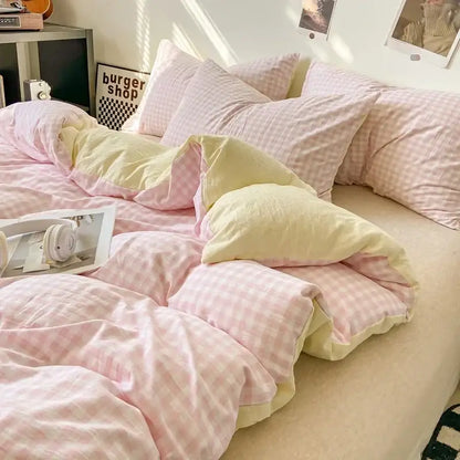 Soft Washed Beige Quilted Duvet Cover Set