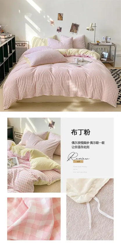 Soft Washed Beige Quilted Duvet Cover Set