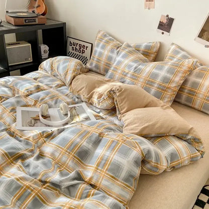 Soft Washed Beige Quilted Duvet Cover Set