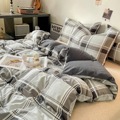 Soft Washed Beige Quilted Duvet Cover Set