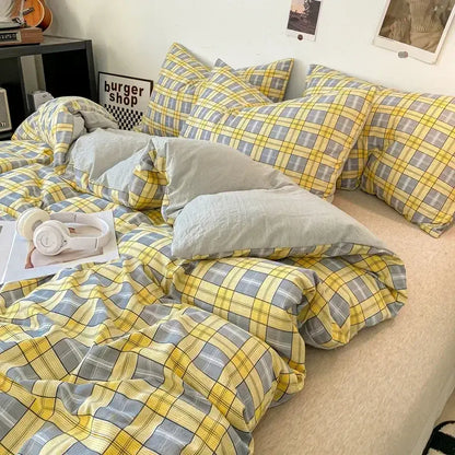 Soft Washed Beige Quilted Duvet Cover Set