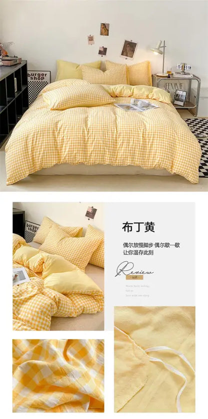 Soft Washed Beige Quilted Duvet Cover Set