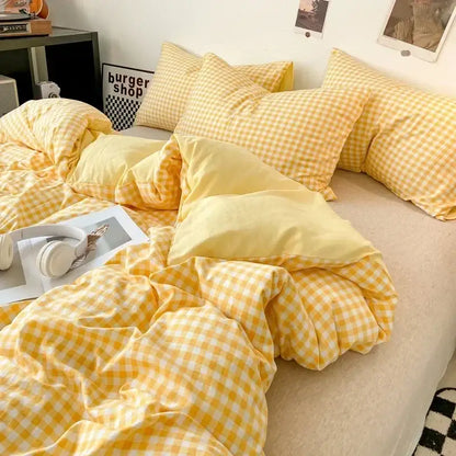 Soft Washed Beige Quilted Duvet Cover Set
