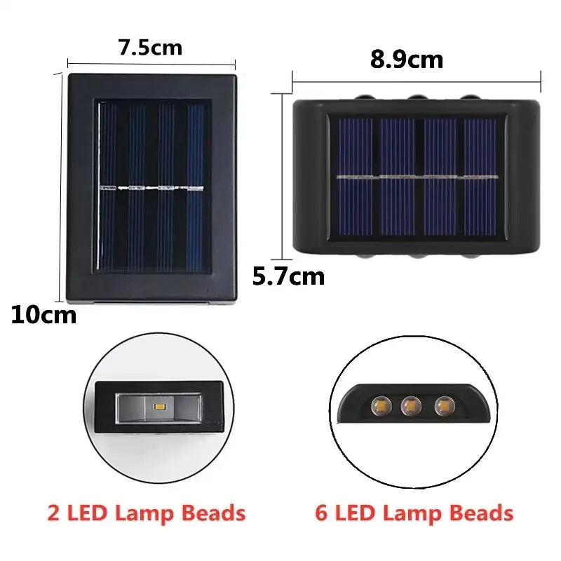 Black solar wall light by Decorbites, outdoor lighting with 2 and 6 LED lamp beads variants on Tampa Home & Garden Store