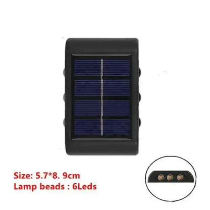 Black solar wall light outdoor lighting Decorbites with 6 LED beads compact rectangular on Tampa Home & Garden Store