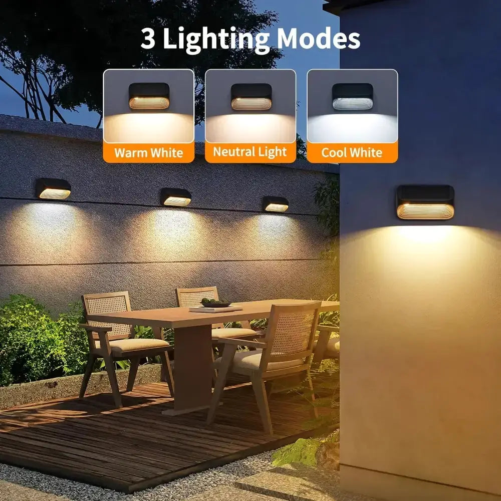 Decorbites modern black solar powered fence lights for yard pathway lighting with 3 modes on Tampa Home & Garden Store