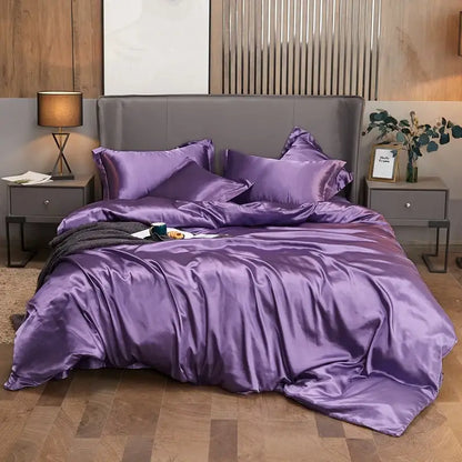 Premium Silver and Gold Satin Duvet Cover