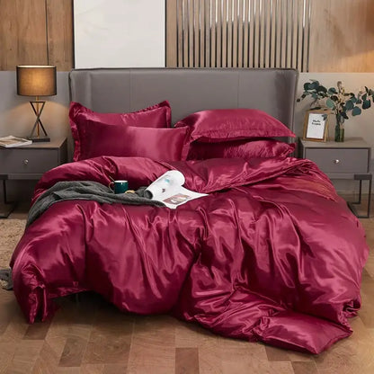 Premium Silver and Gold Satin Duvet Cover