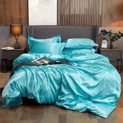 Premium Silver and Gold Satin Duvet Cover