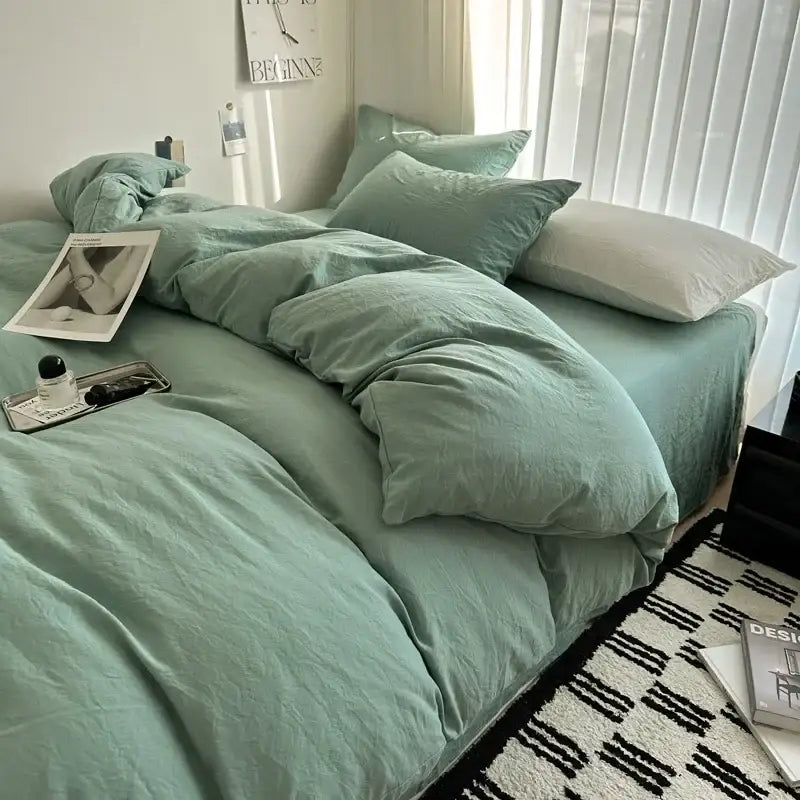Gray quilted solid cotton duvet cover bedding set by Decorbites for bedroom on Tampa Home & Garden Store