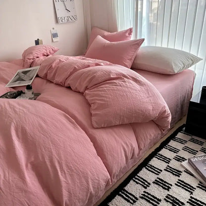 Pink quilted cotton duvet cover bedding set by Decorbites with pillows on Tampa Home & Garden Store