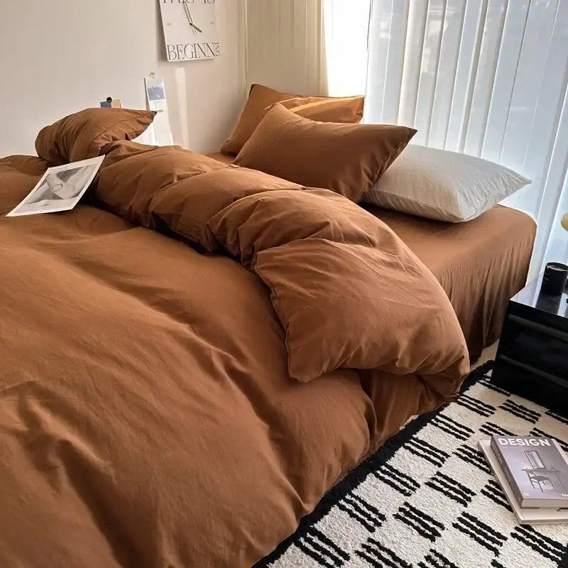 Duvet cover bedding set gray quilted cotton by Decorbites on bed with multiple pillows on Tampa Home & Garden Store