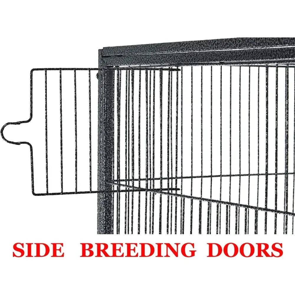 Wrought iron black double-flight bird cage with breeding doors by Decorbites on Tampa Home & Garden Store