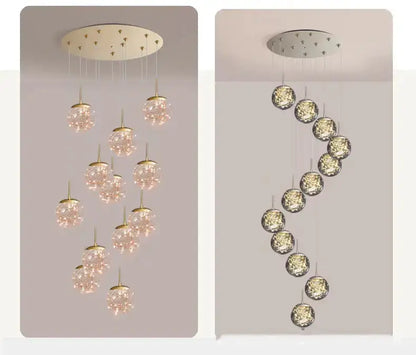 Chandeliers Decorbites pair of modern spiral crystal ball dining room lights with glass orbs on Tampa Home & Garden Store