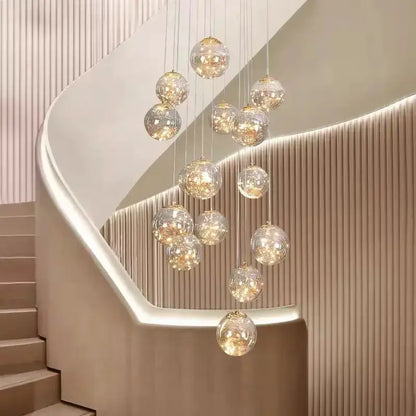 Chandelier Decorbites modern spiral crystal ball with clear glass spheres and warm lighting on Tampa Home & Garden Store