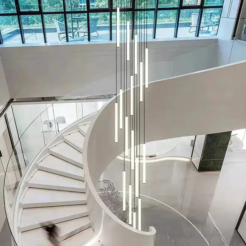 Chandelier Decorbites modern black spiral LED pendant with vertical tubes on Tampa Home & Garden Store