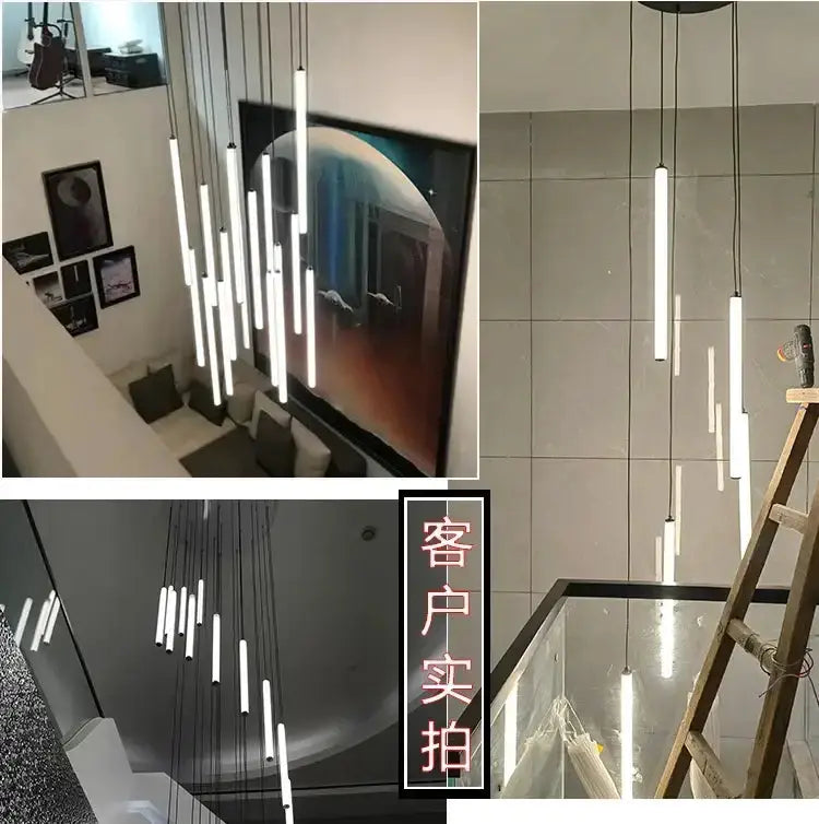 Chandelier Decorbites modern black spiral LED pendant light for dining room with tubes on Tampa Home & Garden Store
