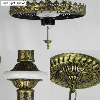 Stained Glass Brass Chandelier with antique brass finish and circular canopy by Decorbites on Tampa Home & Garden Store
