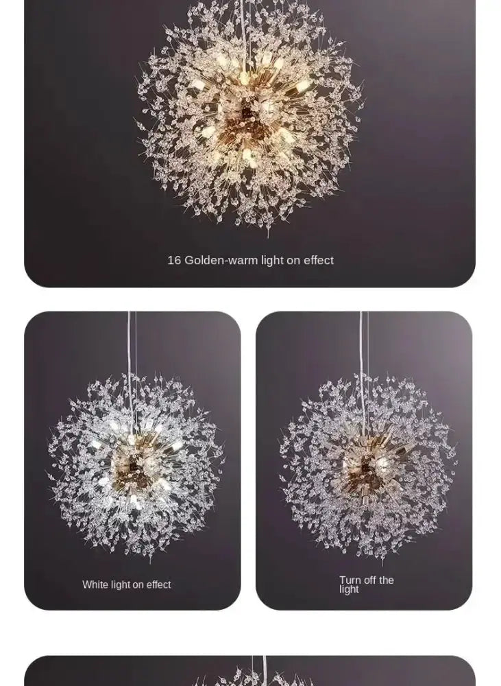 Modern golden dandelion crystal pendant light, Decorbites chandelier with crystal spokes on Tampa Home & Garden Store