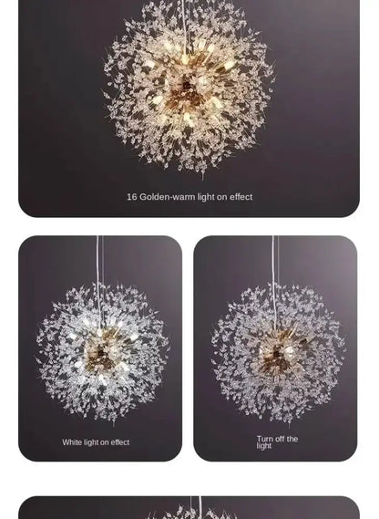 Modern golden dandelion crystal pendant light, Decorbites chandelier with crystal spokes on Tampa Home & Garden Store