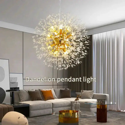 Dandelion crystal pendant light by Decorbites in a contemporary living room on Tampa Home & Garden Store