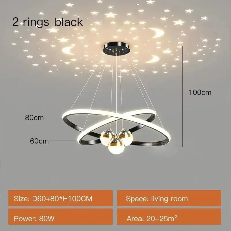Black Gold Ring Chandelier by Decorbites; two black rings with three gold globe bulbs on Tampa Home & Garden Store