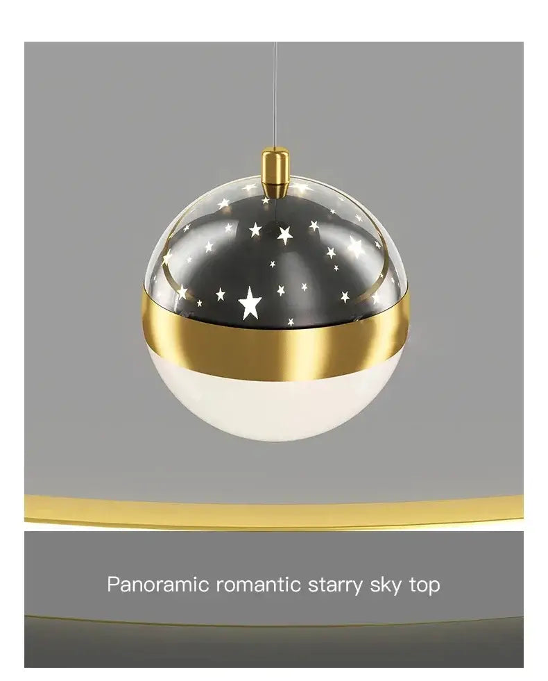 Black Gold Ring Chandelier by Decorbites, starry black glass pendant with gold band on Tampa Home & Garden Store
