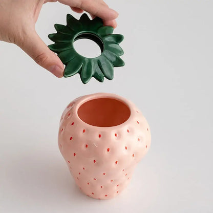 Strawberry Shaped Ceramic Planter Pot