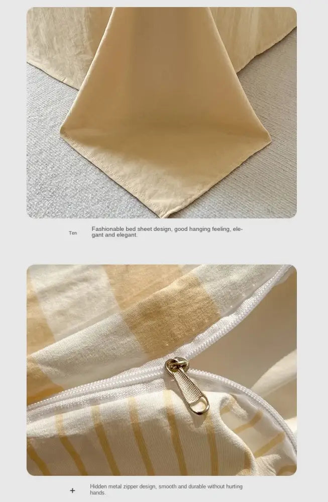 Cream Striped Quilted Quilt duvet cover by Decorbites, hidden metal zipper on Tampa Home & Garden Store