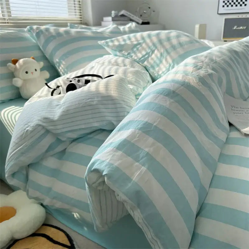 Quilted cream striped duvet cover by Decorbites on Tampa Home & Garden Store