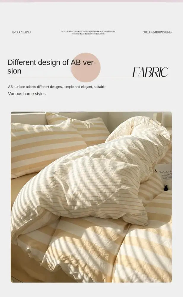Cream striped quilt duvet cover by Decorbites, quilted bedding set on Tampa Home & Garden Store