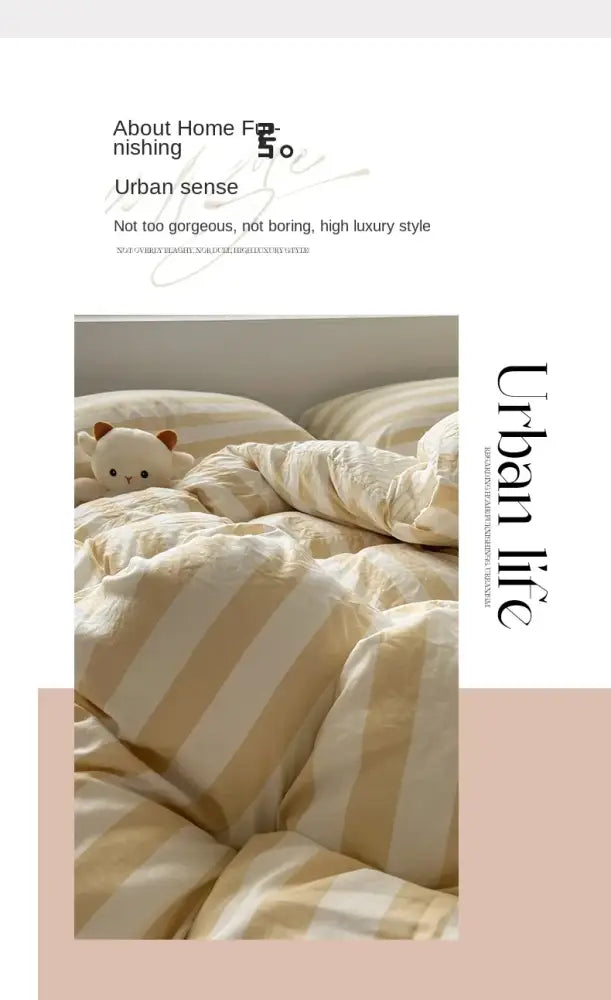 Cream striped quilted duvet cover by Decorbites on Tampa Home & Garden Store