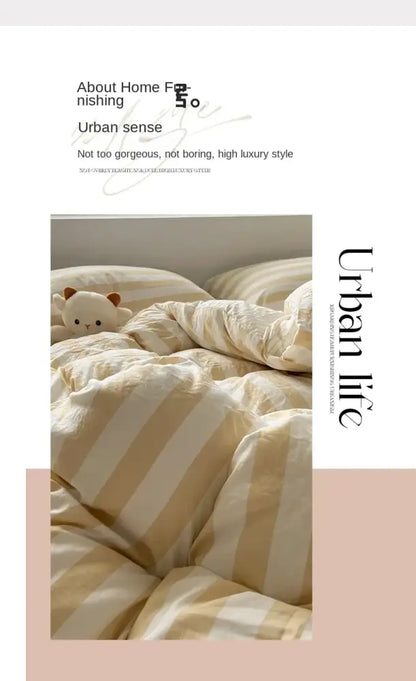 Cream striped quilted duvet cover by Decorbites on Tampa Home & Garden Store