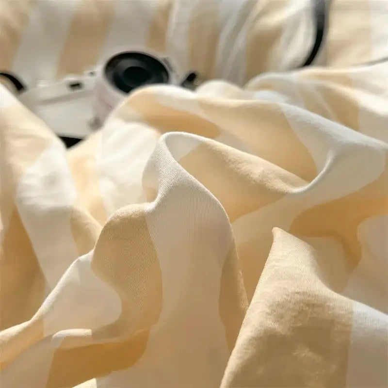 Cream striped quilted duvet cover by Decorbites in soft cotton ivory tones on Tampa Home & Garden Store