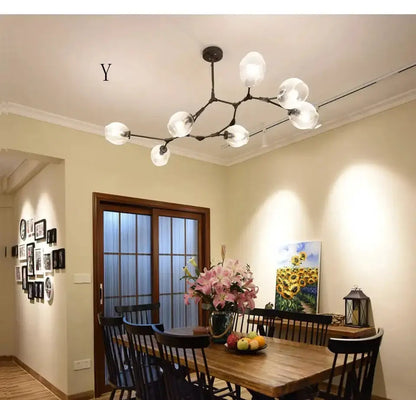 Chandelier Decorbites modern swirl pendant with glass globes, black metal frame on Tampa Home & Garden Store