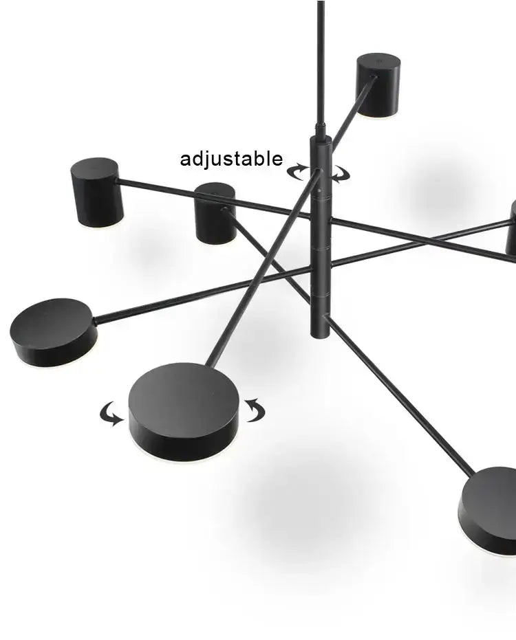 Chandelier Decorbites modern black metal LED with adjustable arms for living room on Tampa Home & Garden Store