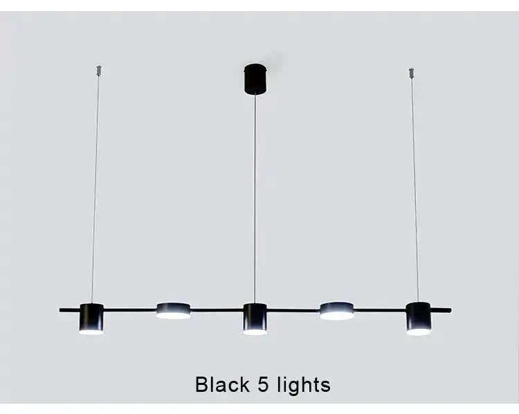 Decorbites black metal five-light LED chandelier, livingroom fixture suspended by cables on Tampa Home & Garden Store