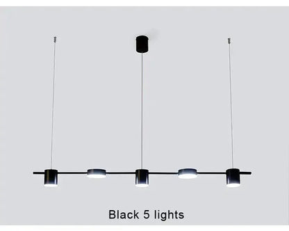 Decorbites black metal five-light LED chandelier, livingroom fixture suspended by cables on Tampa Home & Garden Store