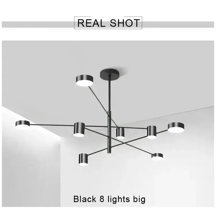 Chandelier Decorbites modern black metal LED eight-light fixture for living room on Tampa Home & Garden Store