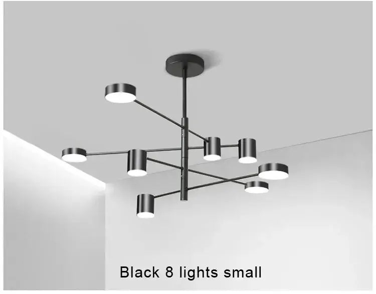 Chandelier modern black metal LED eight-light fixture for living room on Tampa Home & Garden Store