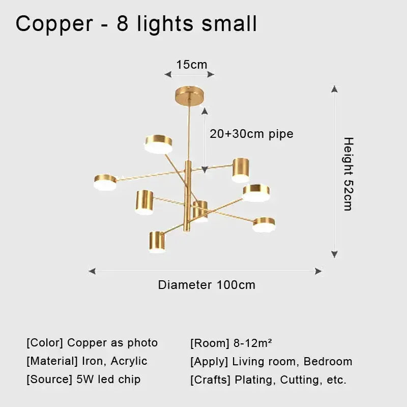 Chandelier copper eight-light metal for living room 100cm dia 52cm height Decorbites on Tampa Home & Garden Store
