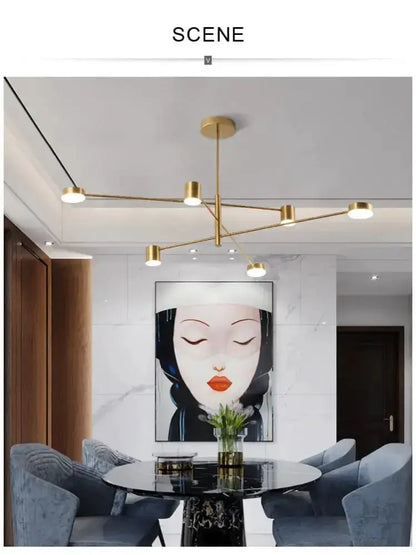 Modern LED chandelier by Decorbites with brass finish and starburst design for living room on Tampa Home & Garden Store